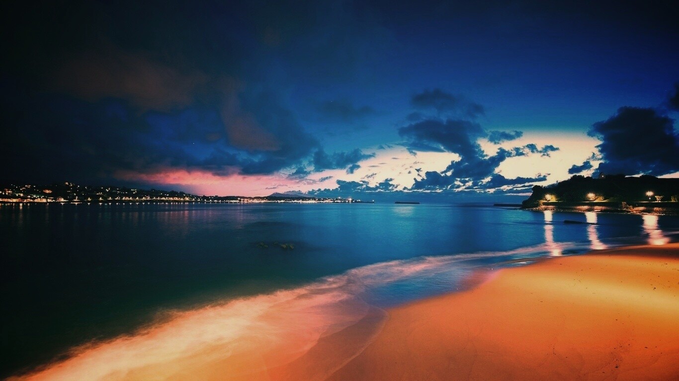 Пляж во франции ночью обои