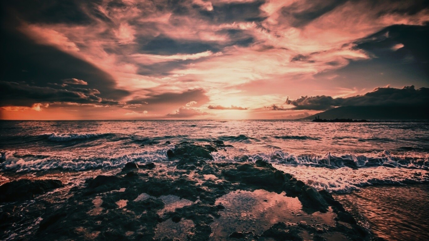 Закат на море обои