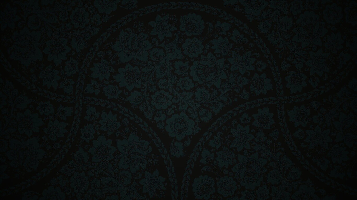 Черный цветастый узор под хохлому обои