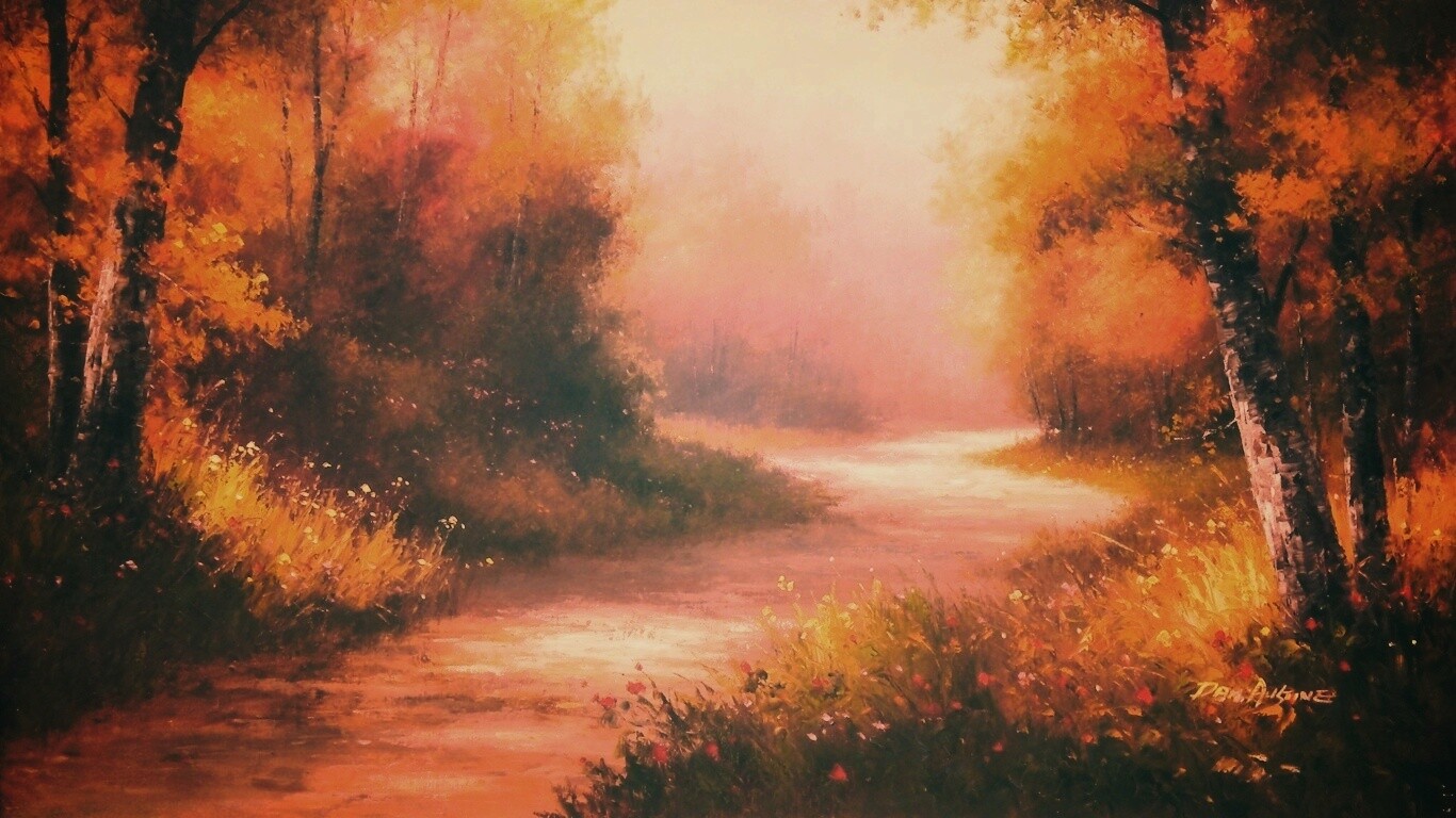 Рисунок лесной дороги обои