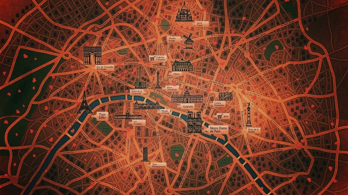 Карта Парижа обои