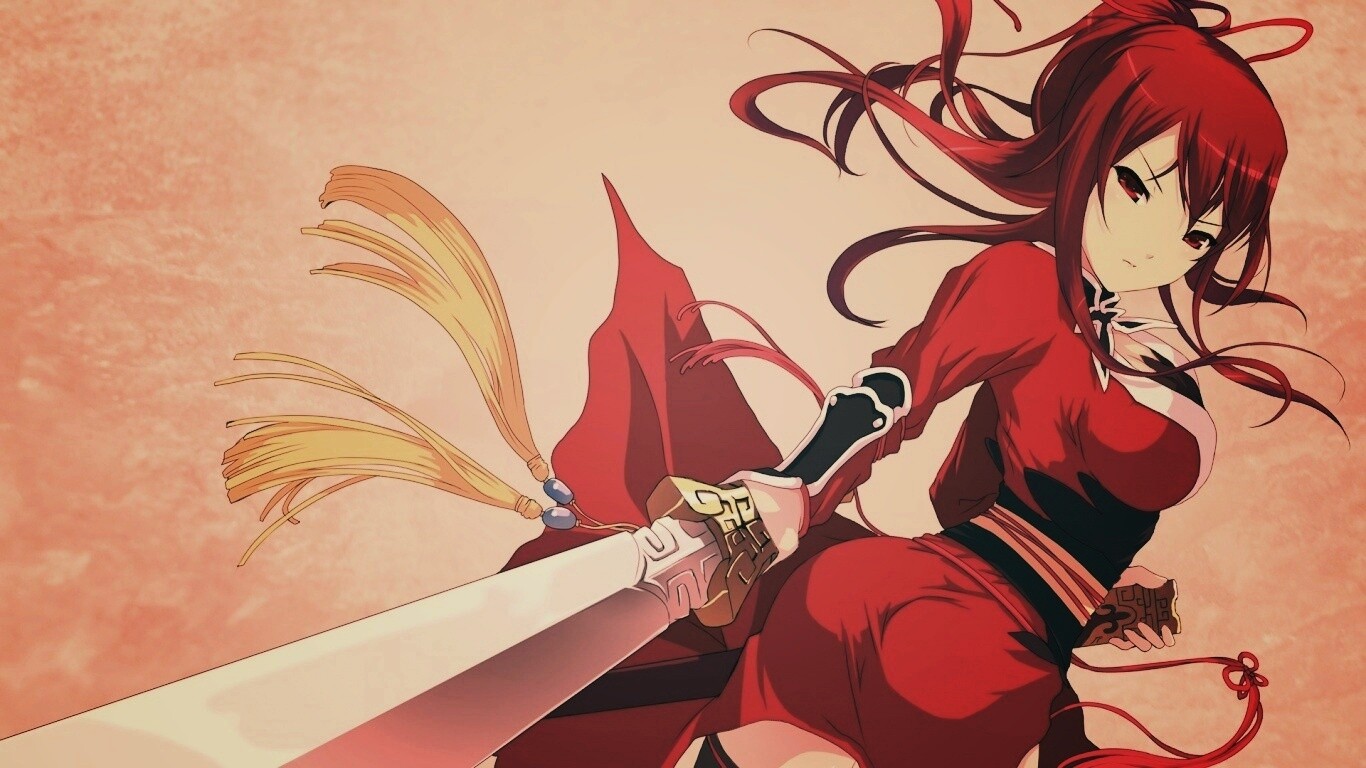 Рыжая девочка с мечем обои