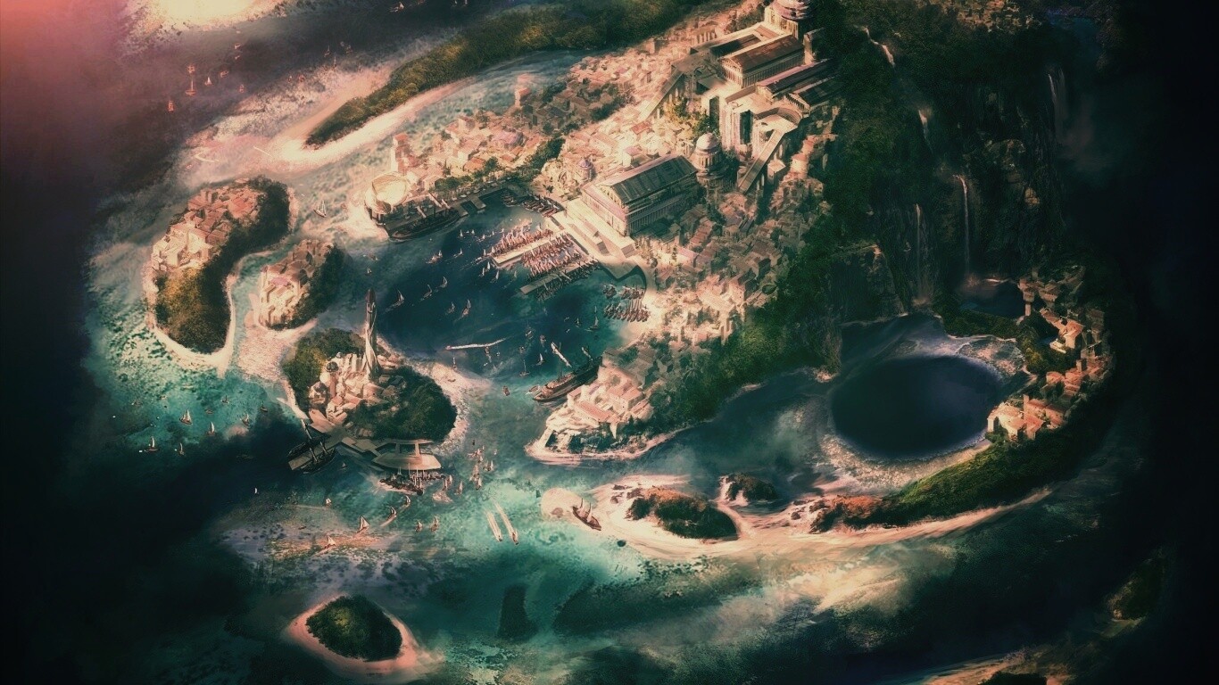 Город на острове обои