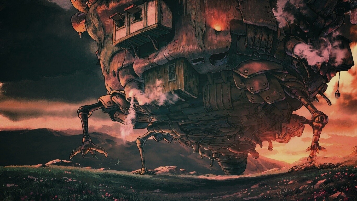 Ходячий замок в движении обои