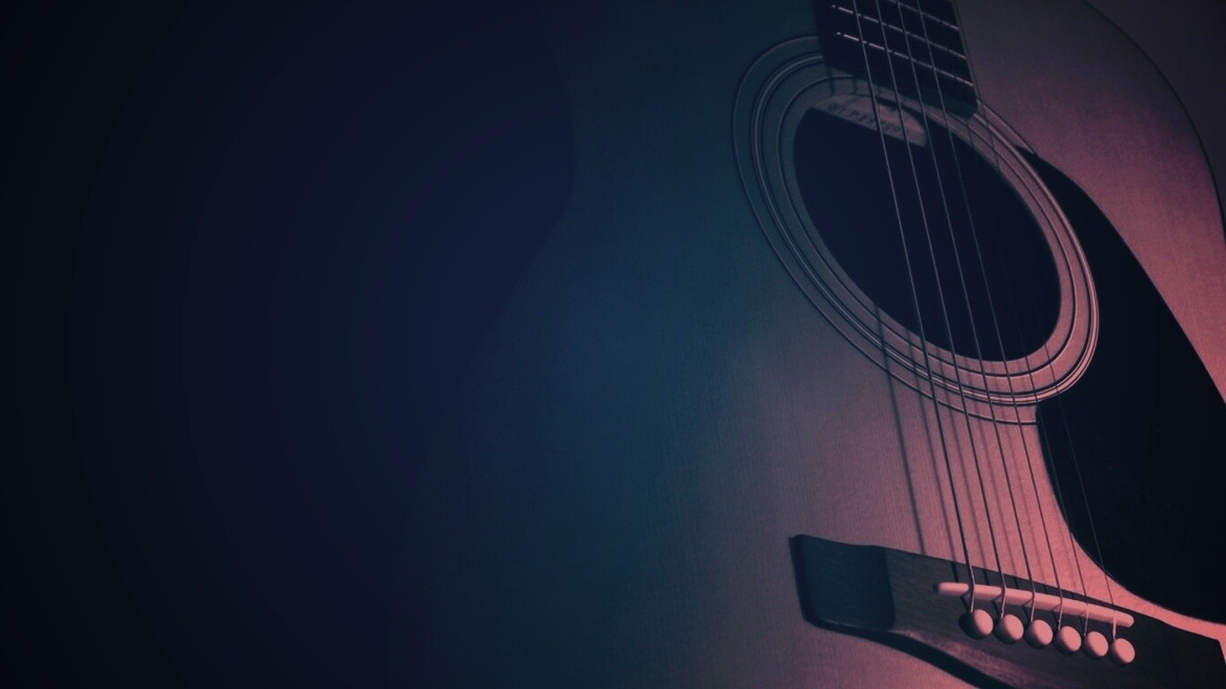 Акустическая гитара в синих тонах обои