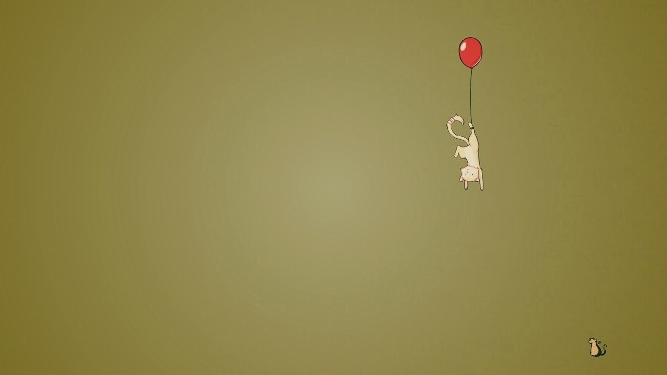 Котэ улетает на шаре обои