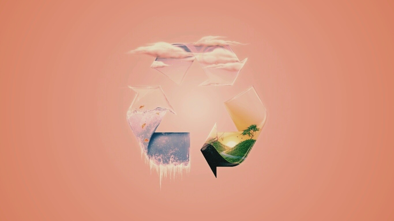 Круговорот воды в природе в значке переработки обои