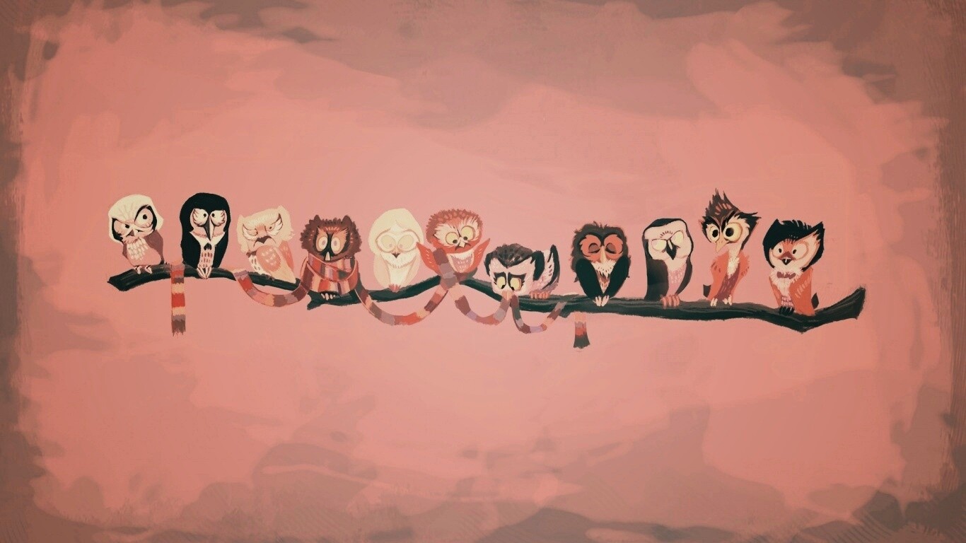 Совы на ветке обои