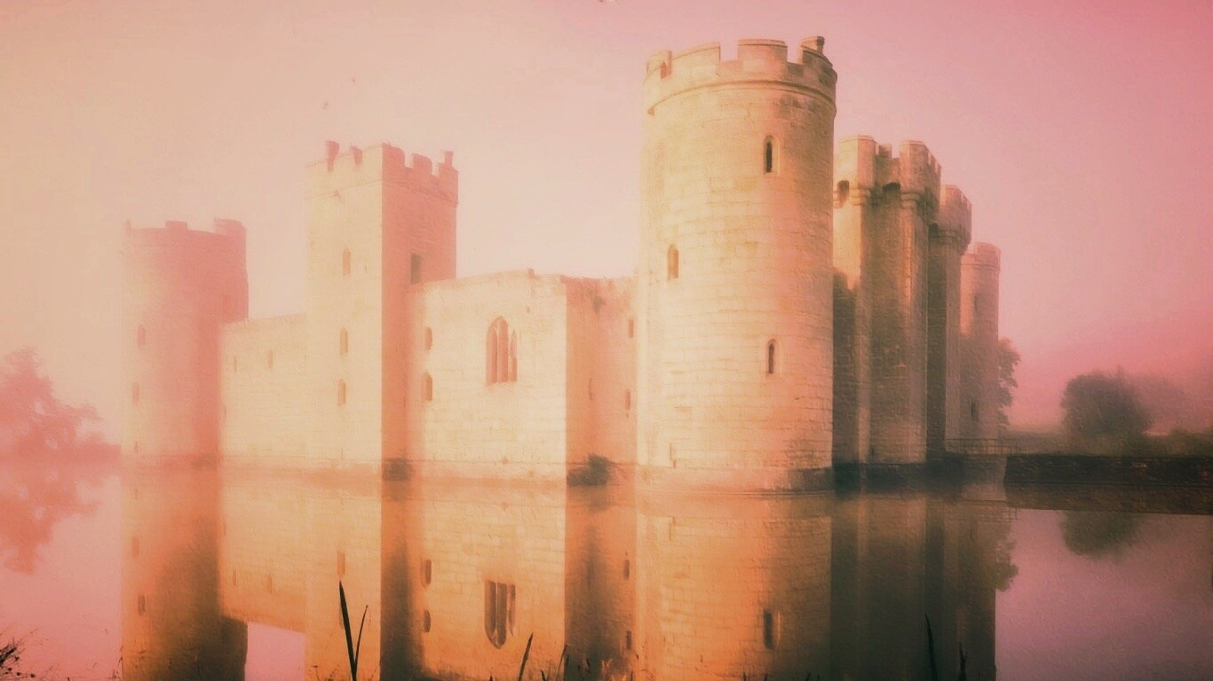 Замок на озере обои