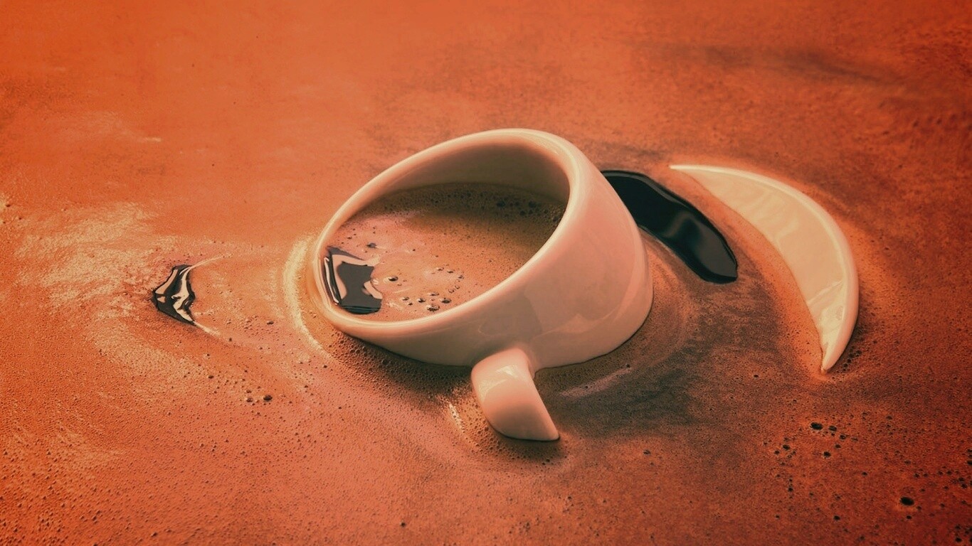 Чашка тонет в кофе обои