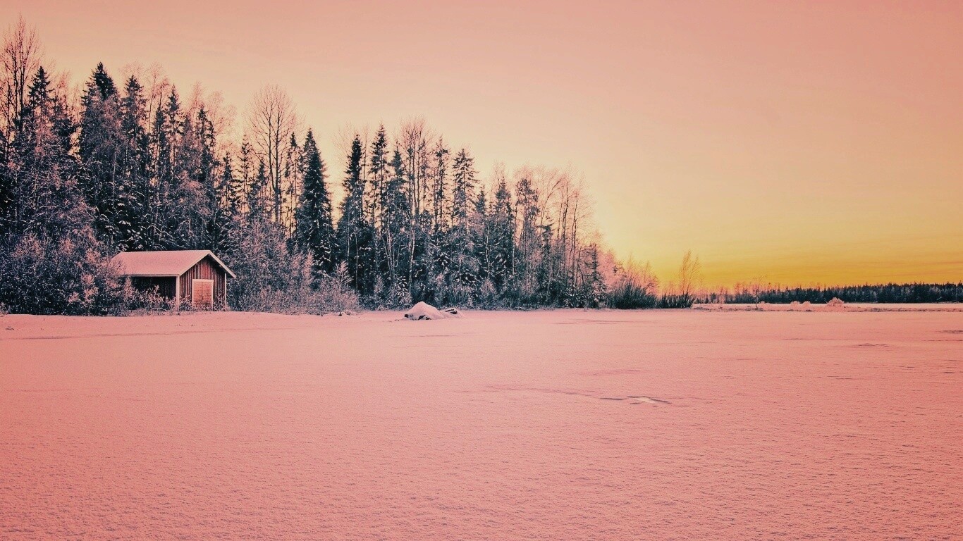 Зимний закат обои