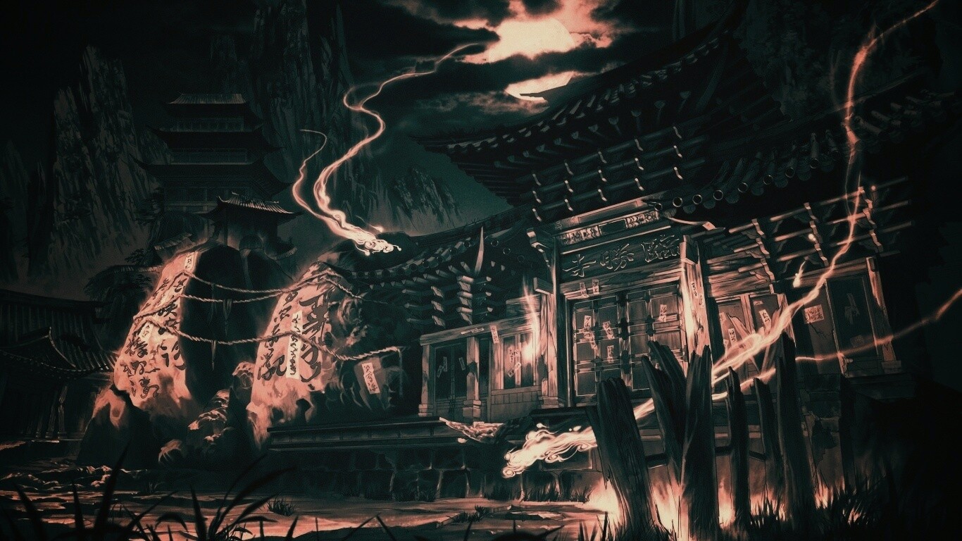 Вход в китайский храм обои