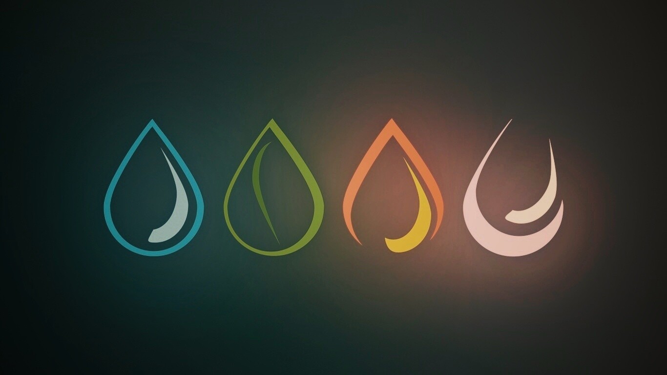 Четыре стихии в каплях обои