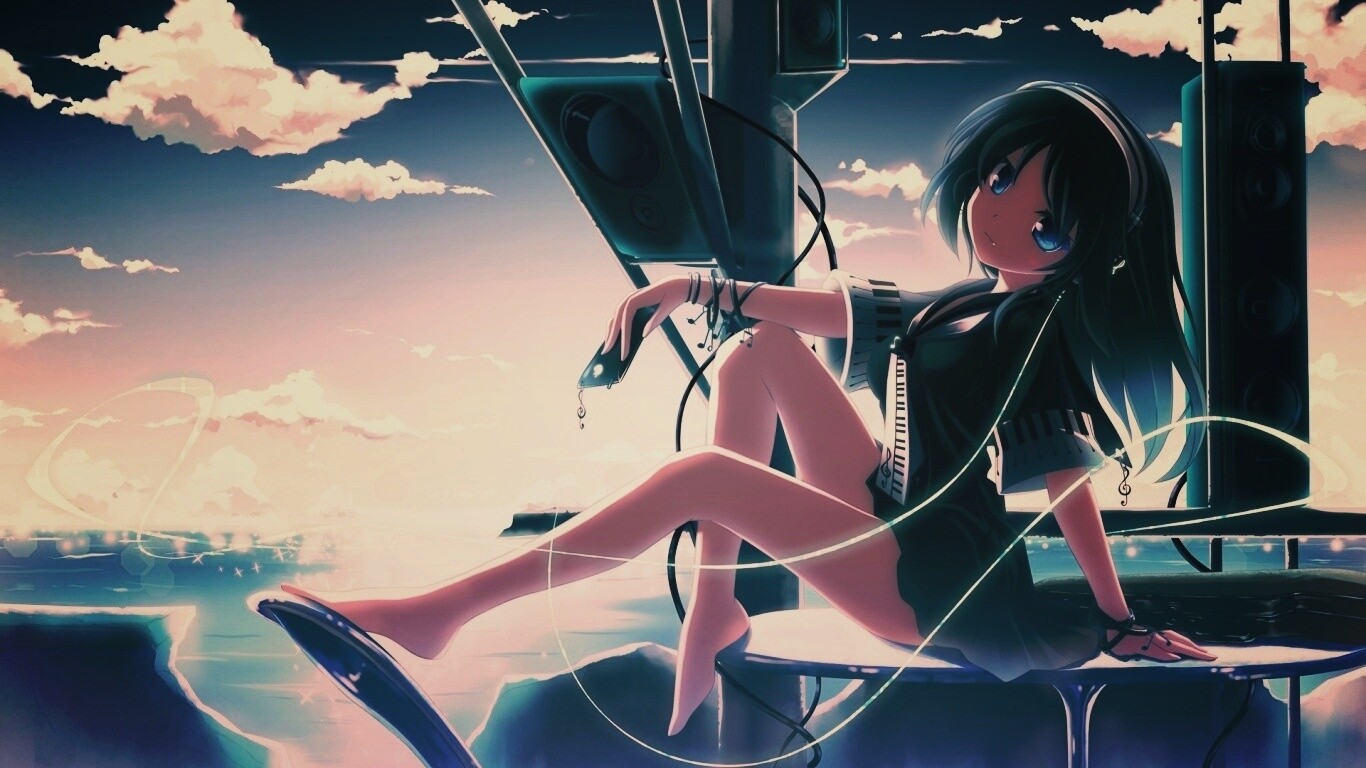 Девочка с плеером обои