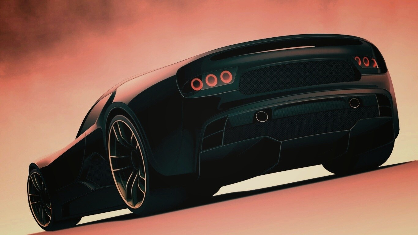 Красивый чёрный спорткар обои