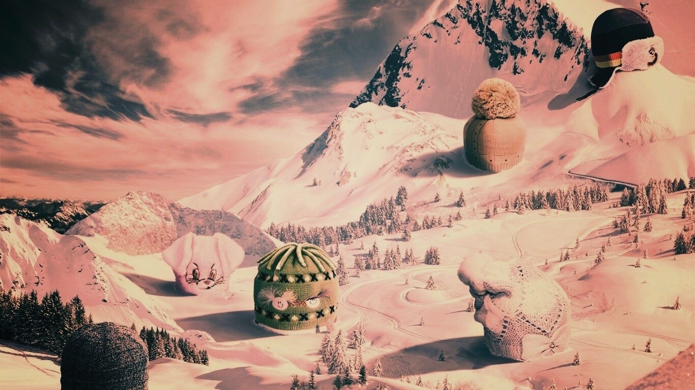 Прикольные шапки на горных вершинах обои