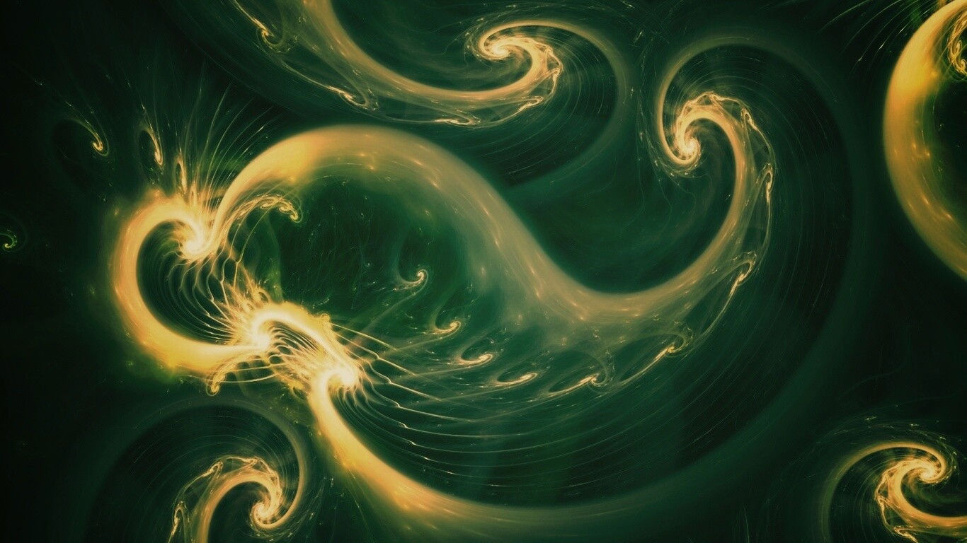 Спиральные абстрактные фракталы зеленого цвета обои
