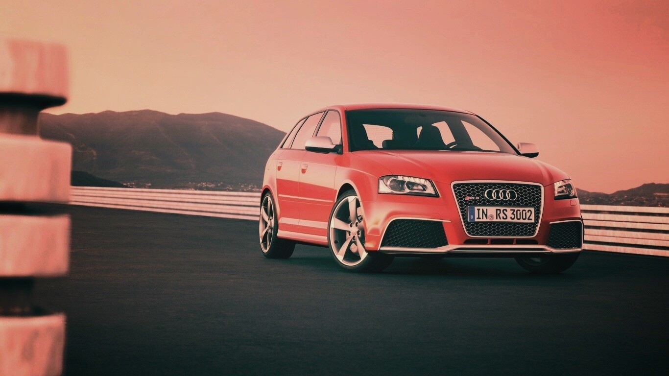 Красная Audi RS3 спереди обои