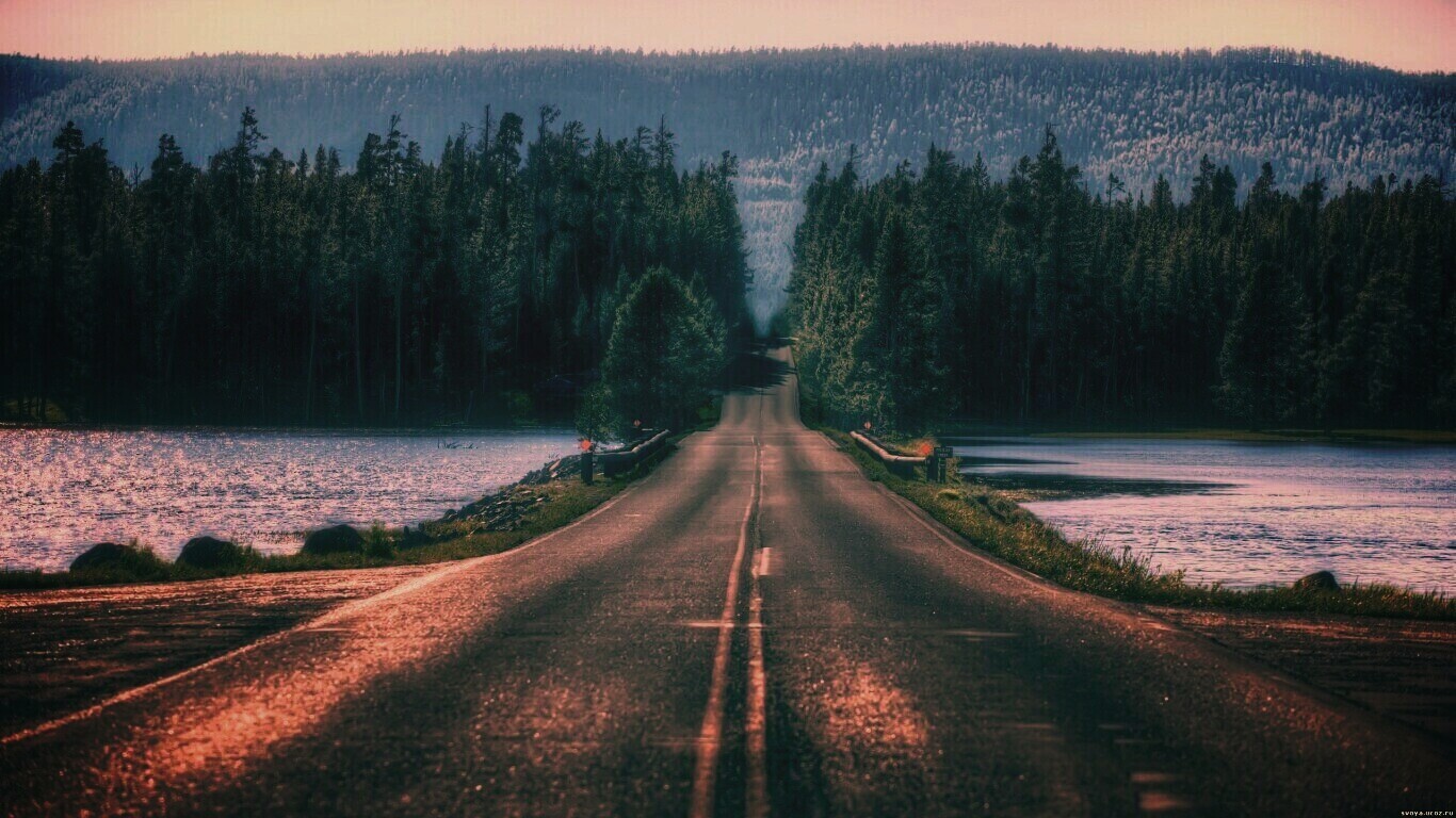 Дорога через озеро обои