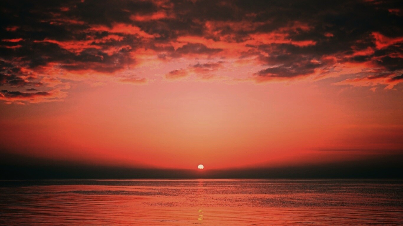 Багровый закат обои