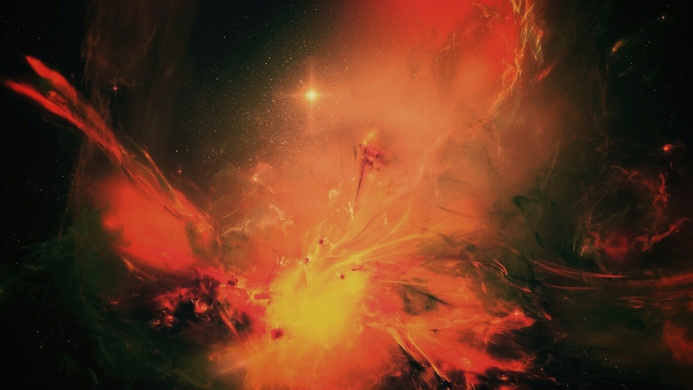 Туманность в красно-жёлтых тонах обои