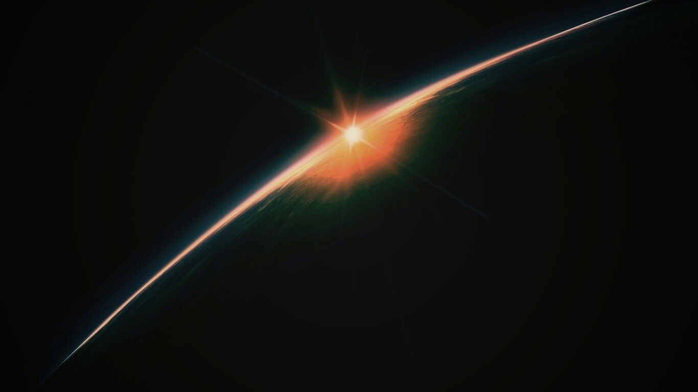 Солнце выглядывает из-за горизонта обои