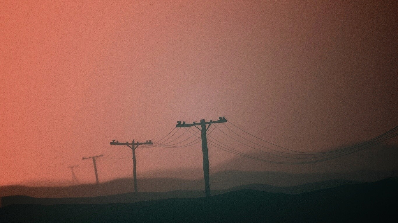 Столбы в тумане обои