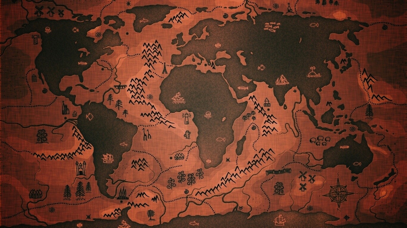 Карта мира наоборот обои