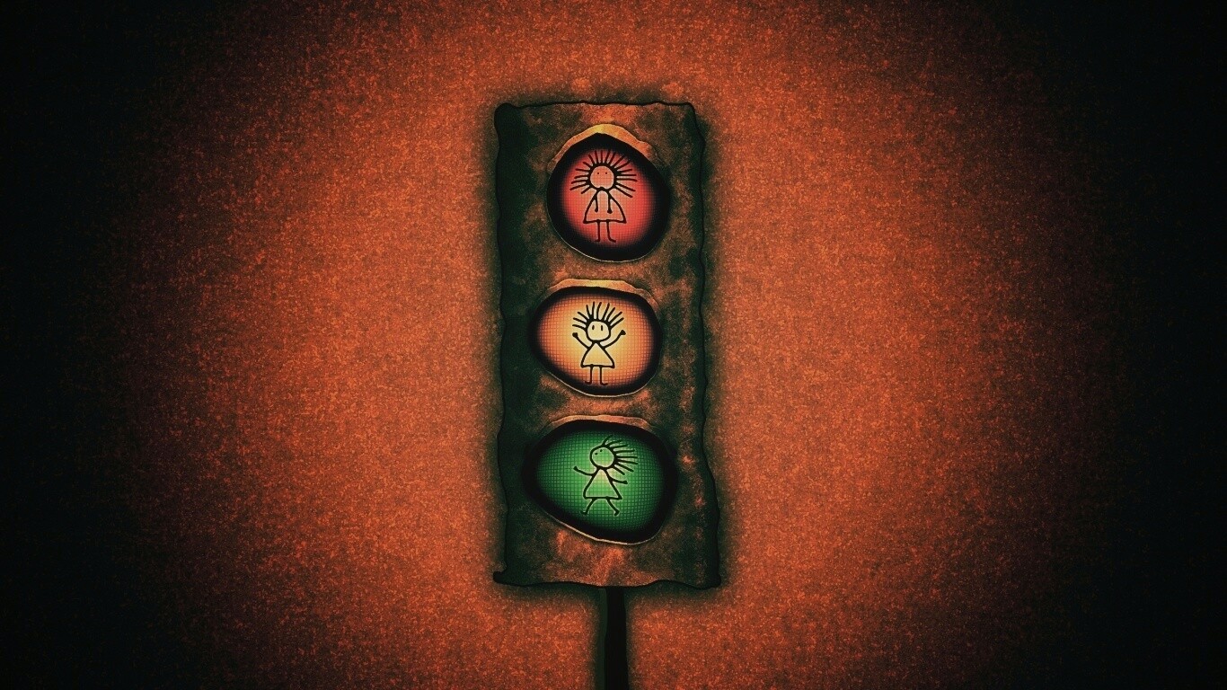 Нарисованный светофор обои