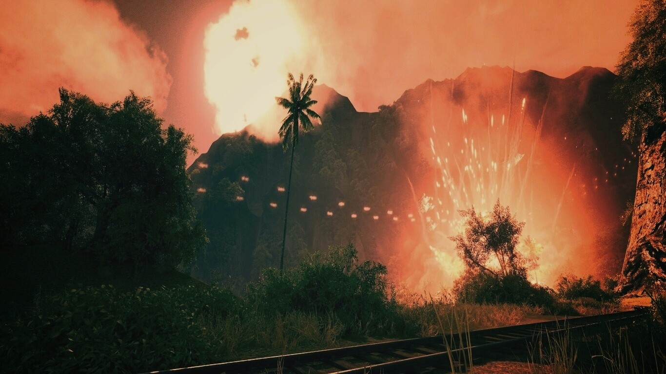 Взрыв в кустах обои