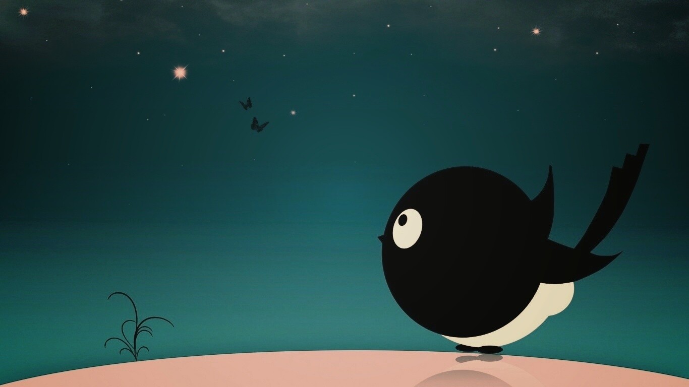 Нарисованная птичка обои