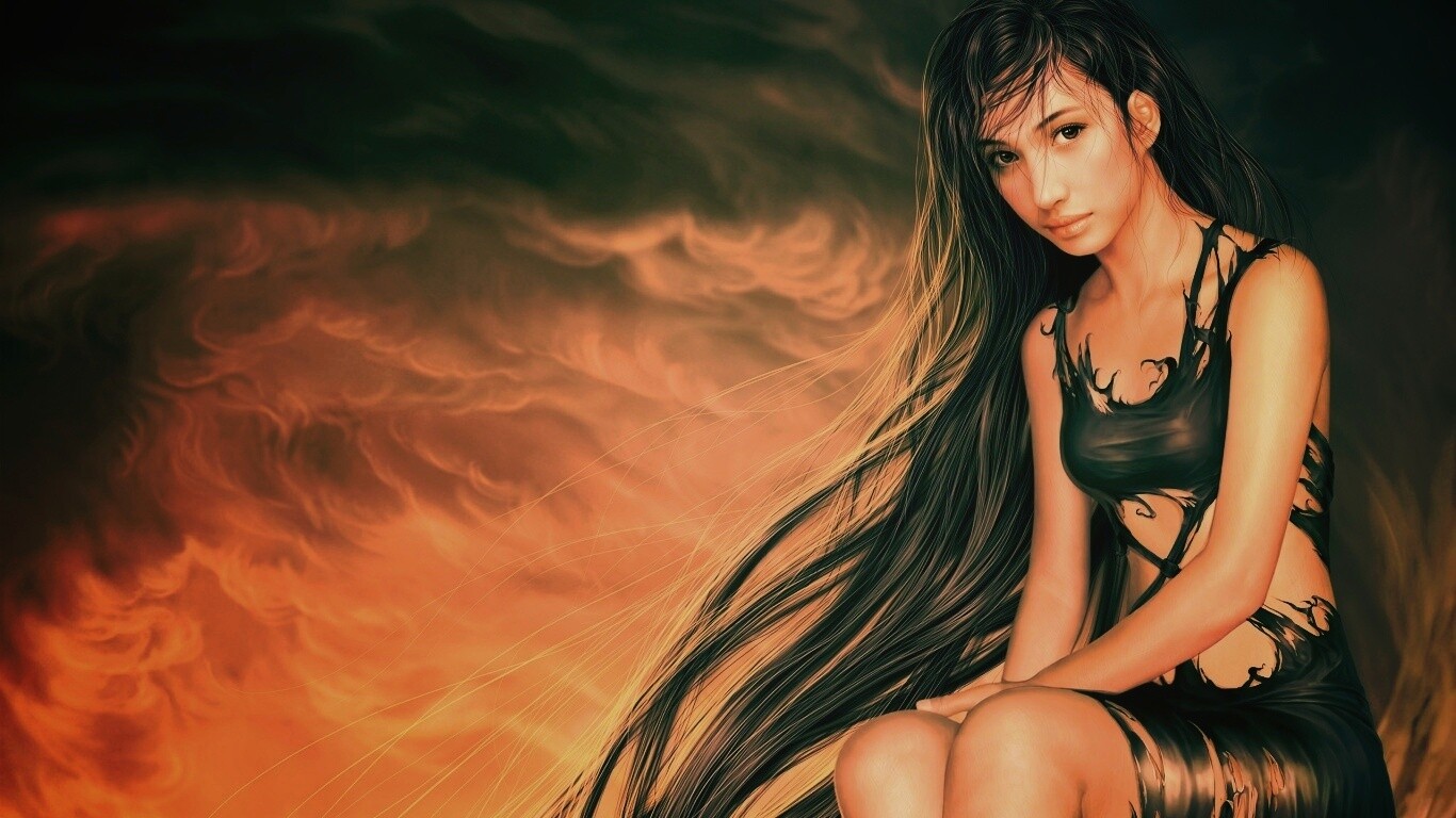 Девушка с длинными волосами обои