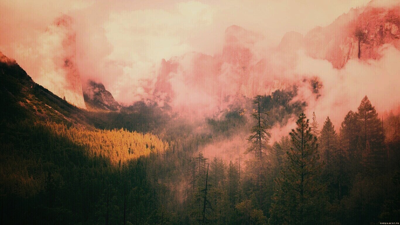 Туман в горах обои