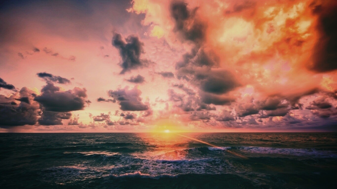 Закат на море обои