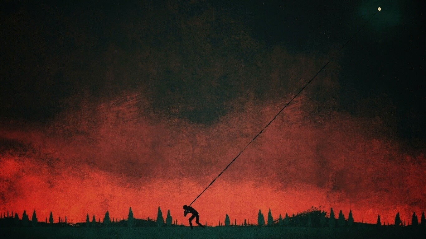 Человек тянущий звезду обои