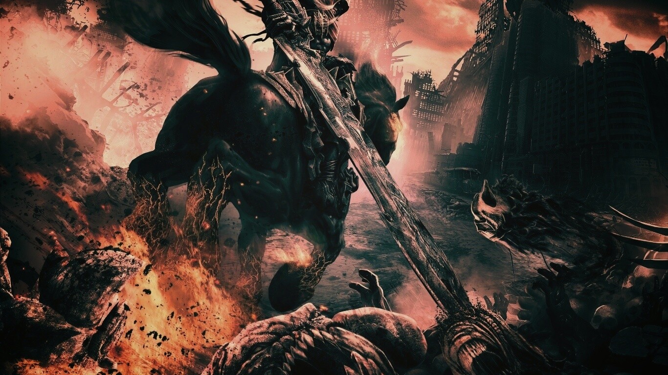 Темный рыцарь на демоническом коне обои