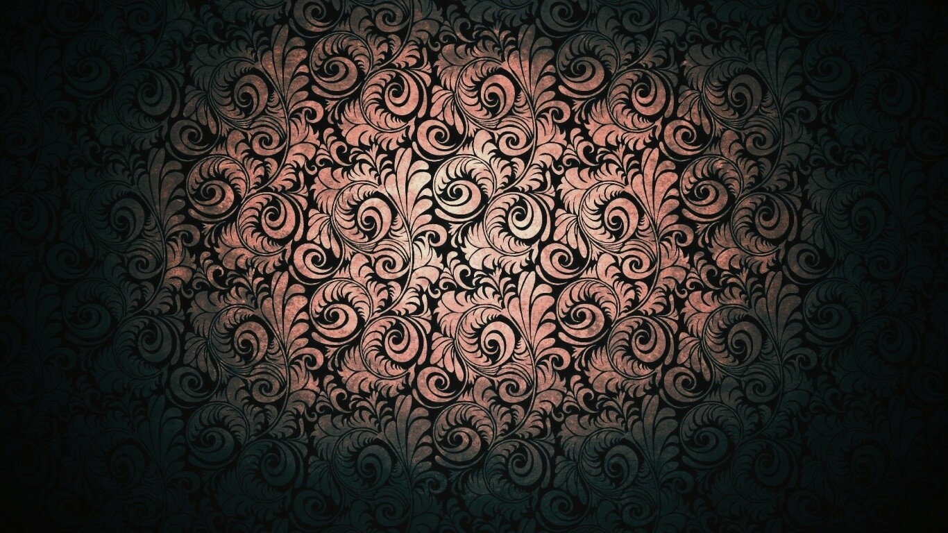 Черный фон с узорами и завитками обои