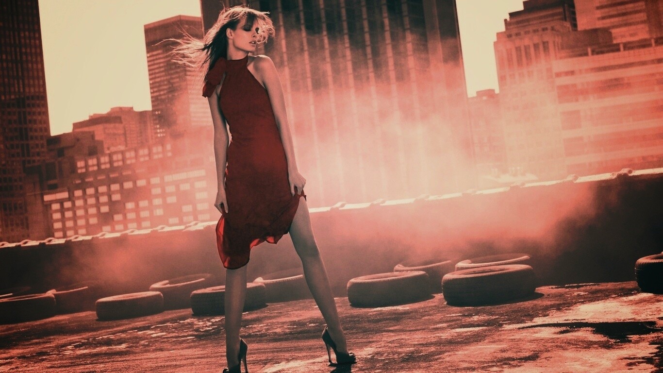 Девушка в красном обои