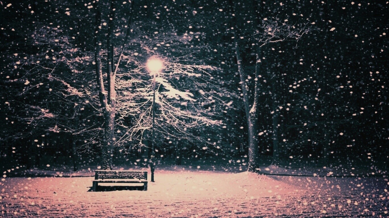 Ночь..улица..фонарь..скамейка.. обои