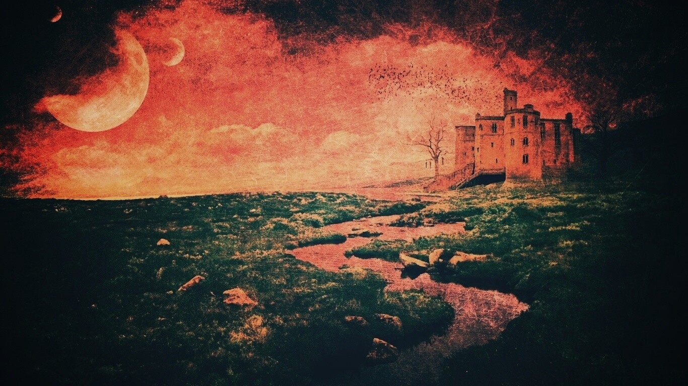 Старинный пейзаж с замком обои