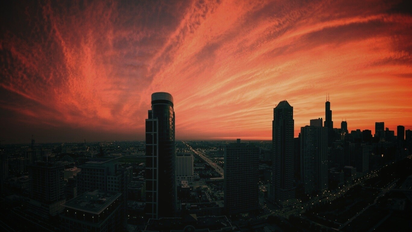 Сумерки в городе обои