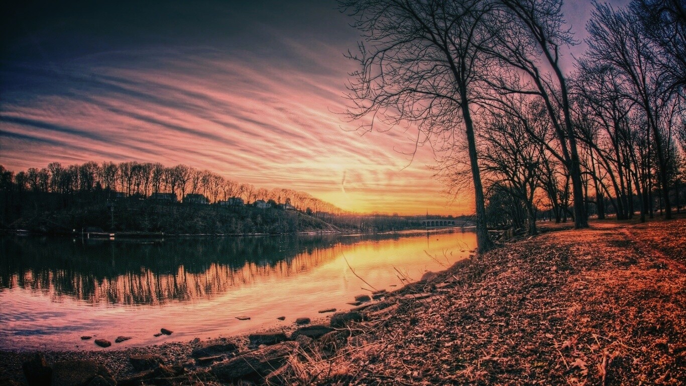 Осенний закат обои