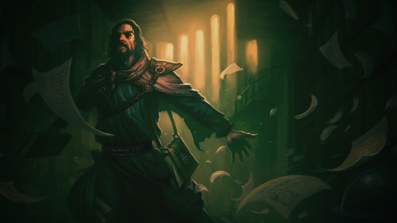 Маг в библиотеке обои