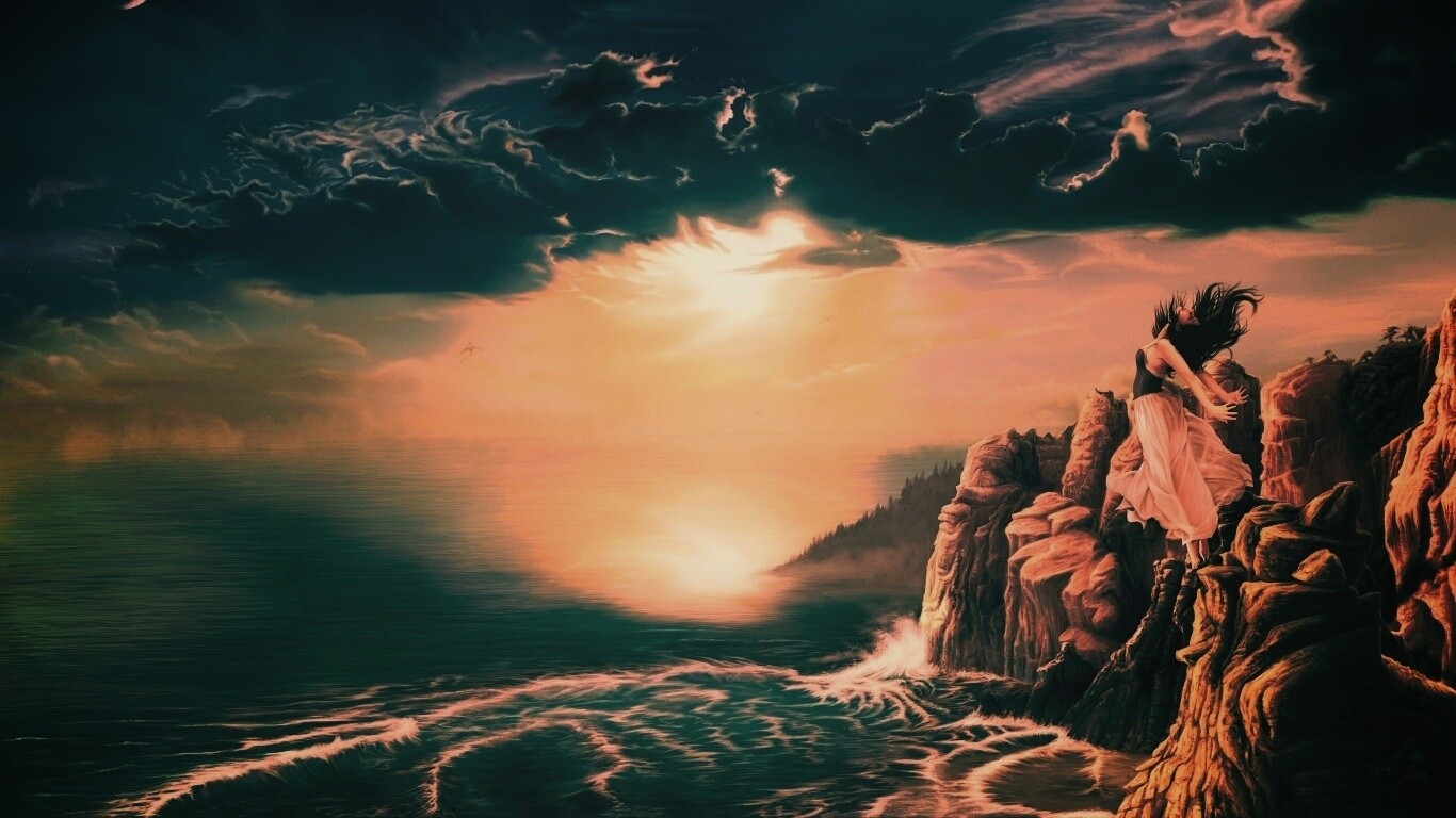 Прыжок с обрыва обои