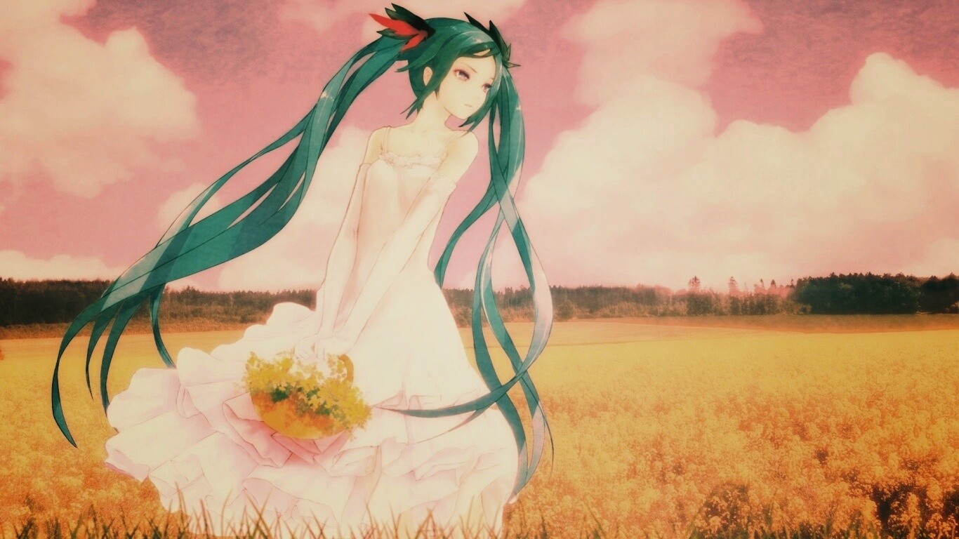 Хатсуне в поле обои