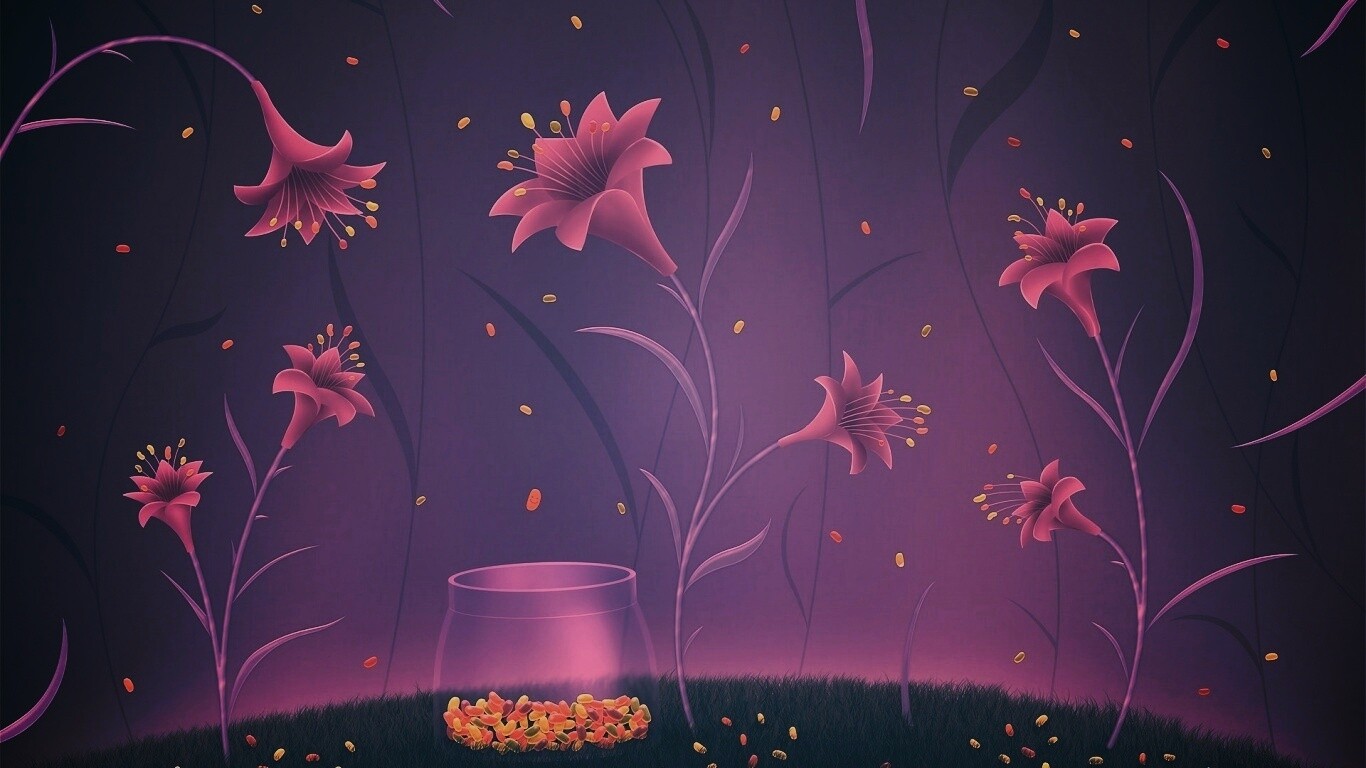 Волшебные цветы и конфетки обои