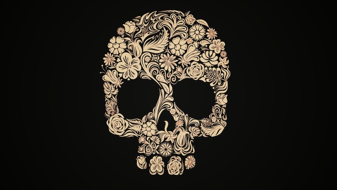 Череп из векторных цветов обои