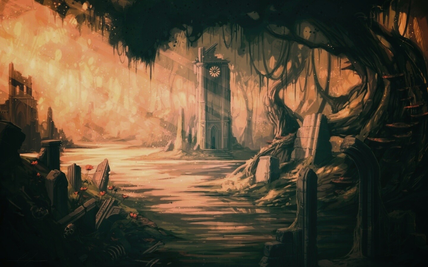 Руины эльфийского города обои