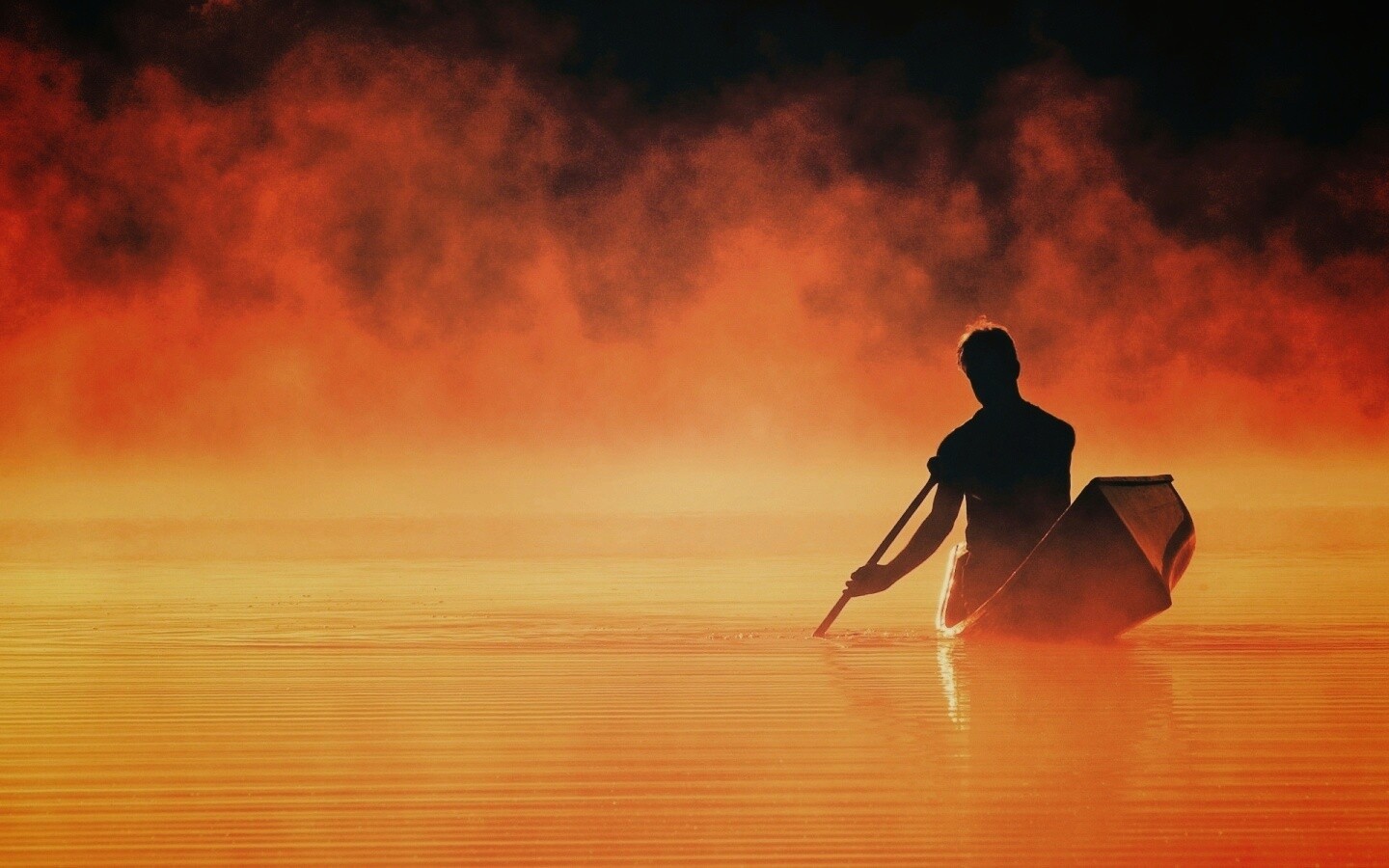 Один в лодке обои