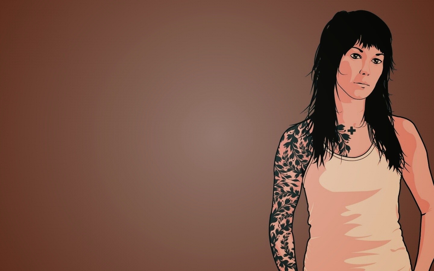 Девушка с татуировкой в виде листвы обои